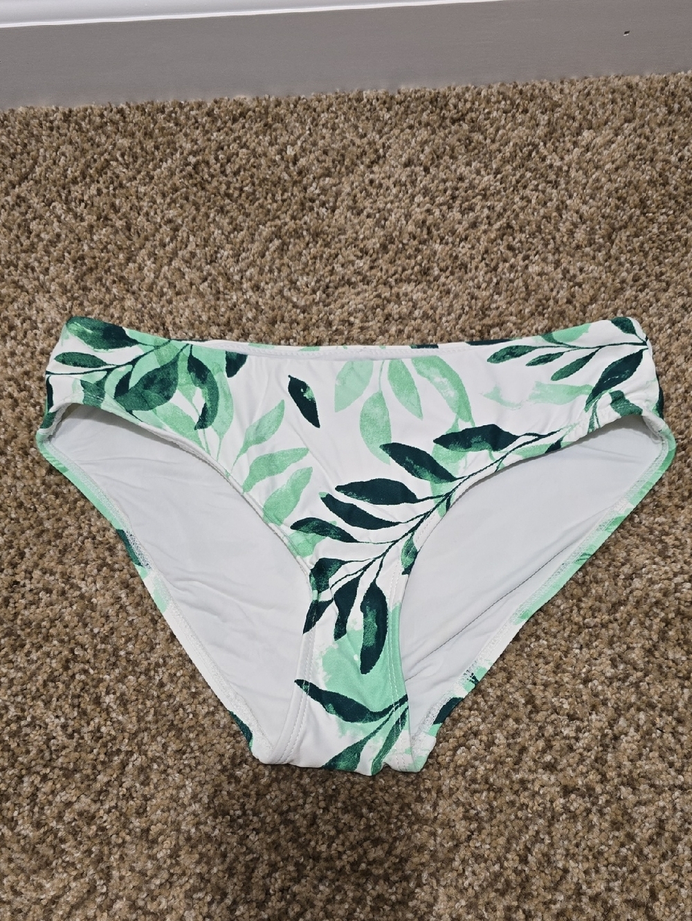 Women’s Green Leaf Print Bikini Bottom